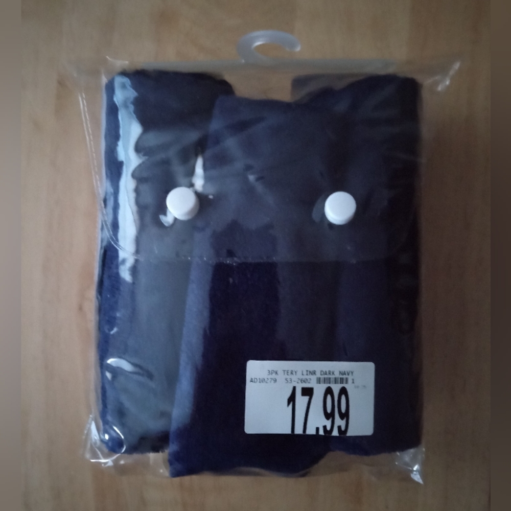 Koala Baby 3-Pack Terry Liner - 23"x11" Dark Navy - Picture 1 of 6